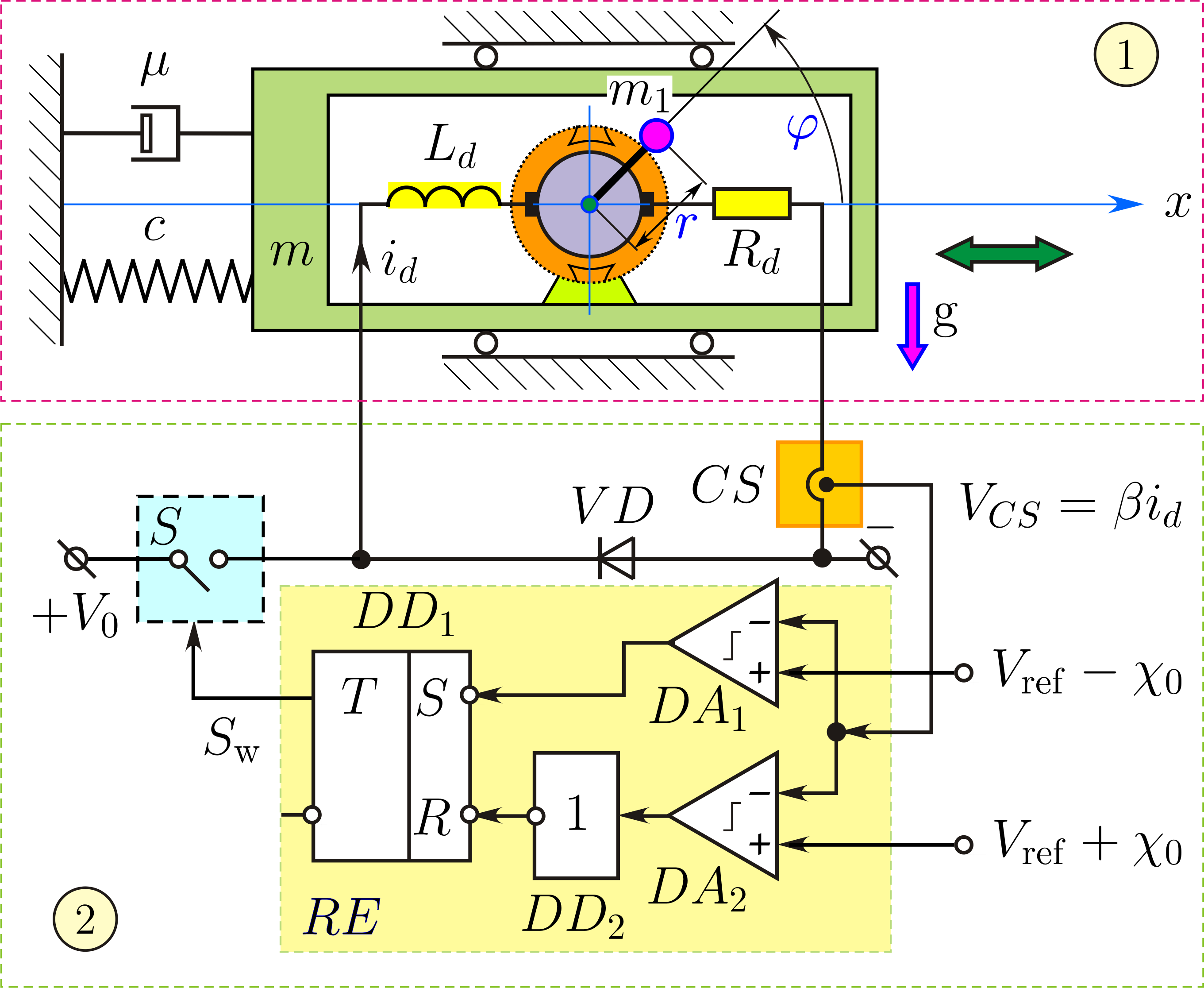 Схема вибрационной машины с логикой