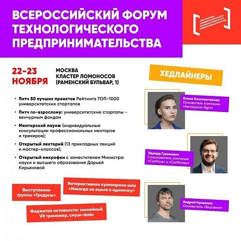 Приглашаем принять участие во Всероссийском форуме технологического предпринимательства